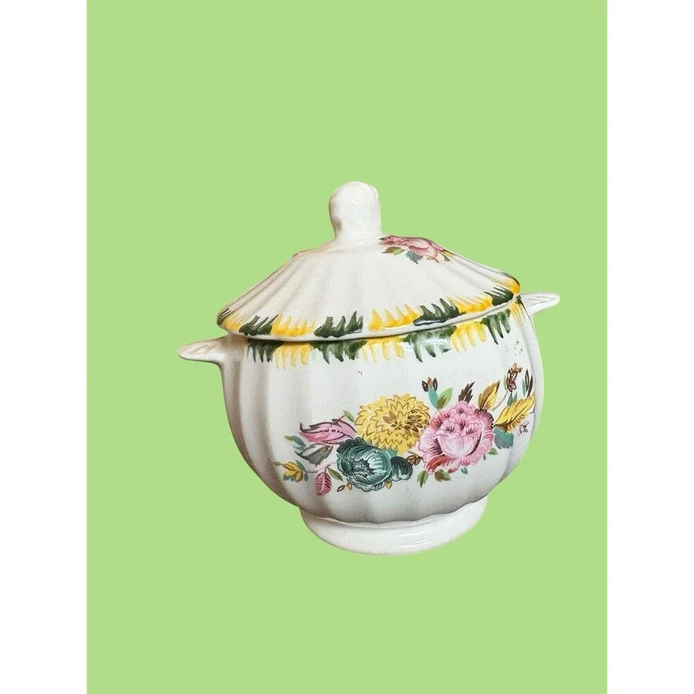 Limoges Monsoon Regency Bouquets Flowers Creamer With Lid Vintage Rare 1940s